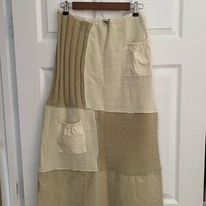 Zara Beige and Cream Knit Patchwork Maxi Skirt